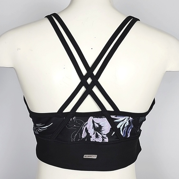 Athletic Works Dri-More Tech Black Floral Sports Bra Size Large - Picture 1 of 15